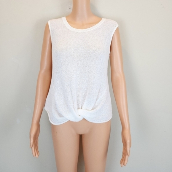 Splendid White Knit Twist Hem Sleeveless Top - Picture 1 of 7